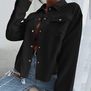 NWOT Black Button Front Corduroy Jacket